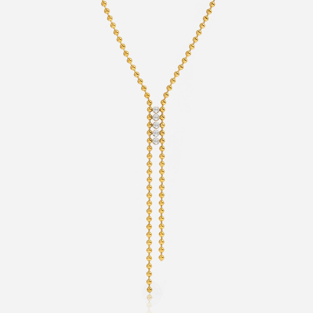 Ornella Crystal Bar Gold Necklace