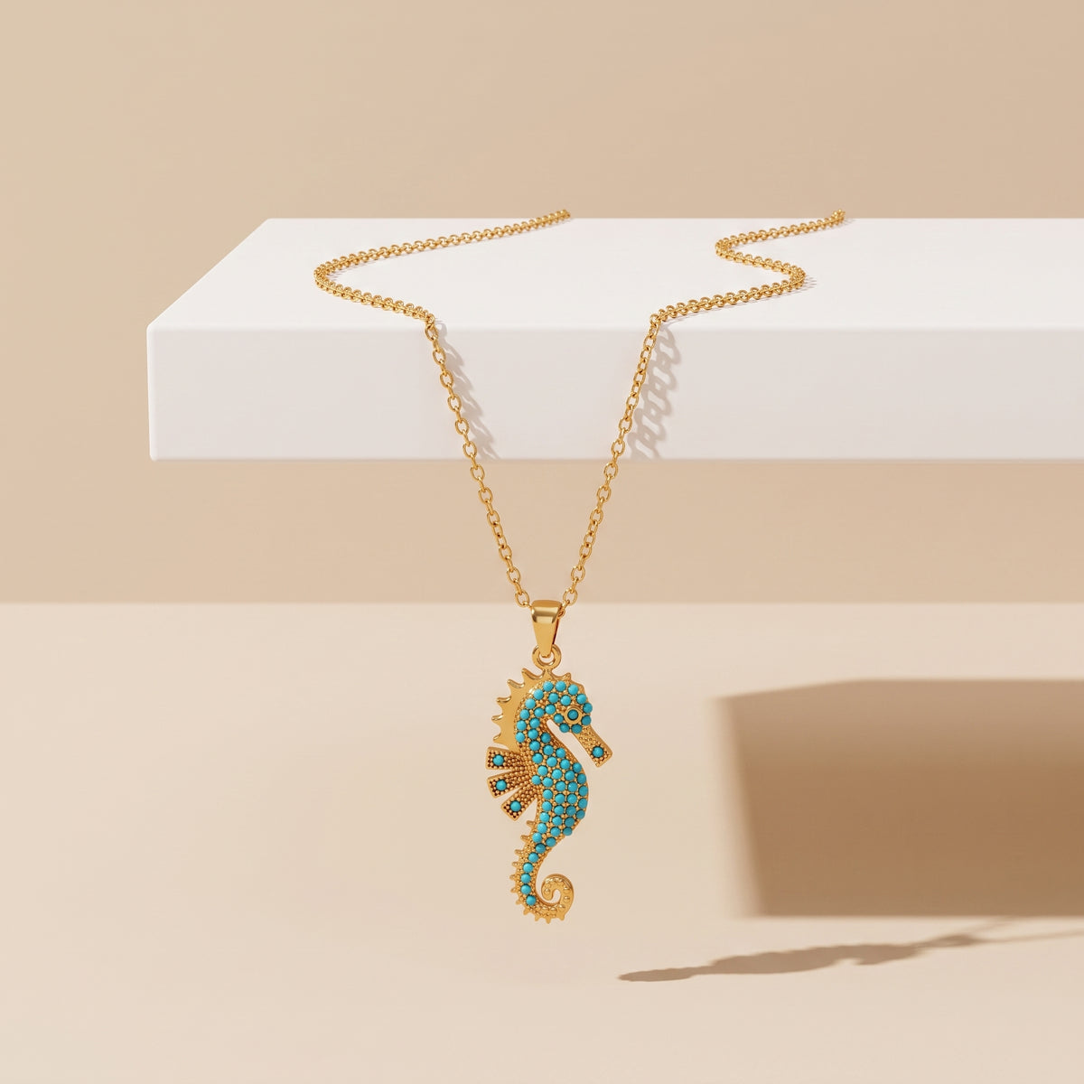 Viola Turquoise Seahorse Gold Necklace - Joie d’Or
