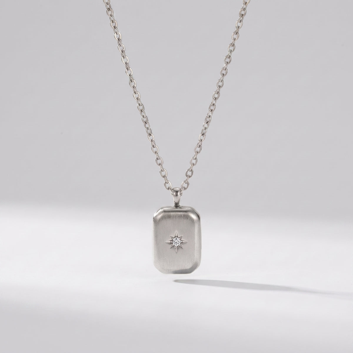 Celeste Vintage Geometric Tag Crystal Silver Necklace - Joie d’Or
