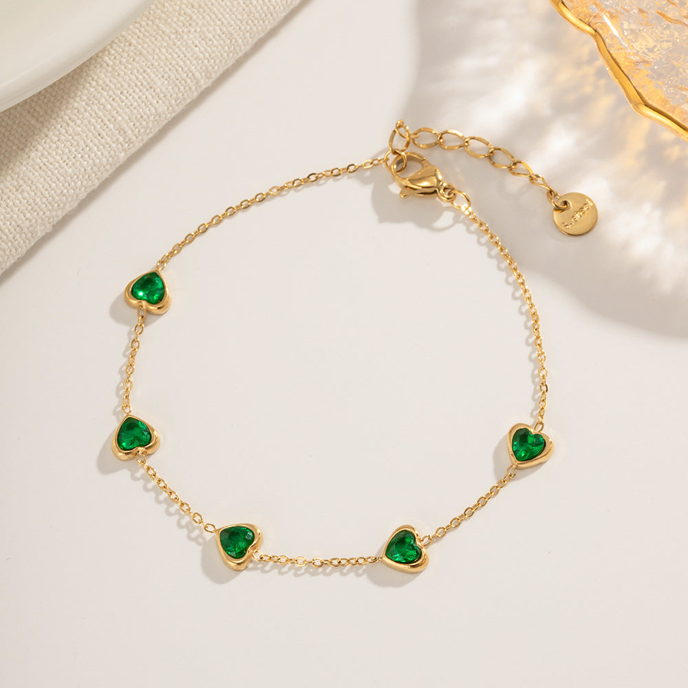 Francia Green Heart Bracelet - Joie d’Or