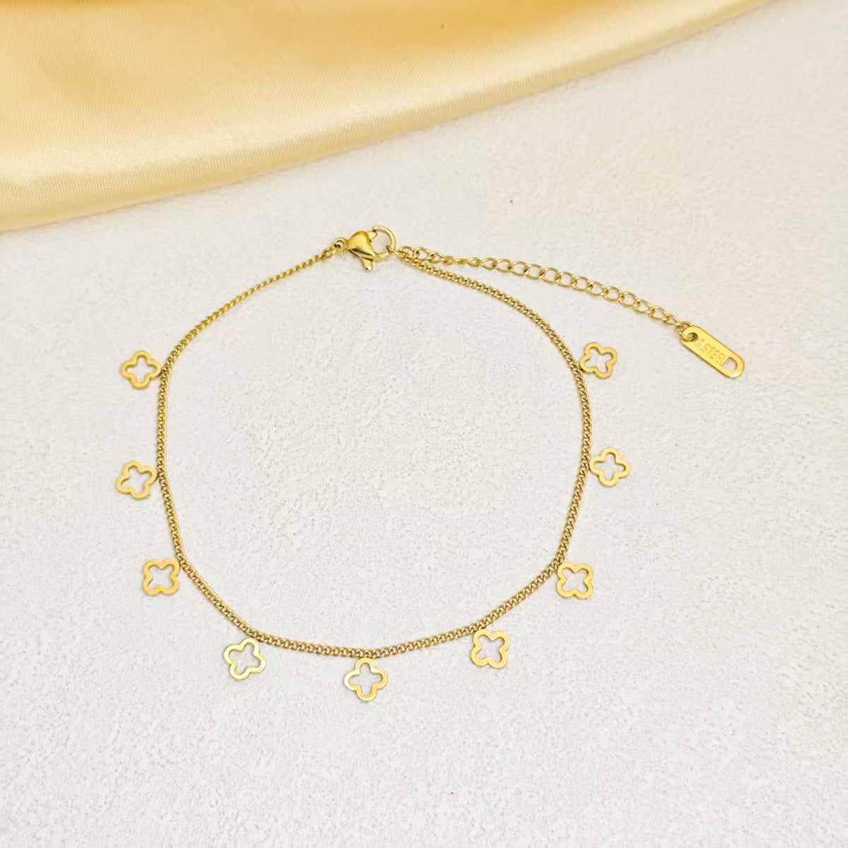 Camille Clovers Charm Anklet - Joie d’Or