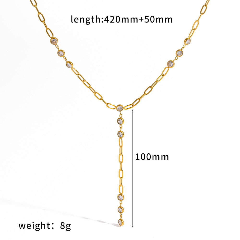 Rosalba Paperclip Lariat Gold Necklace