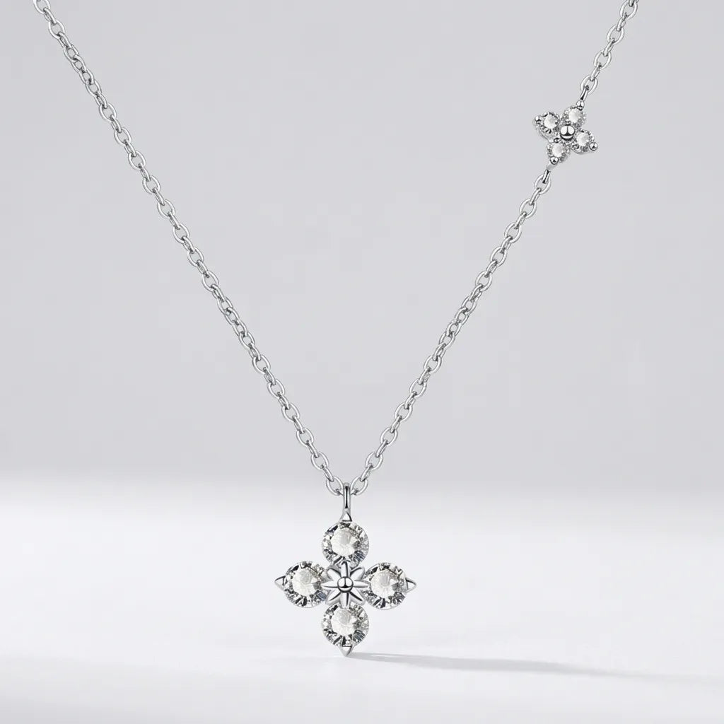 Mia Double Clover Crystal Necklace - Joie d’Or