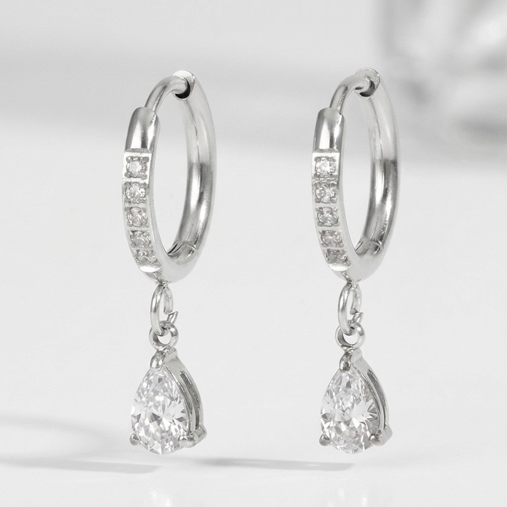 Aurélie Crystal Water Drop Silver Earrings - Joie d’Or
