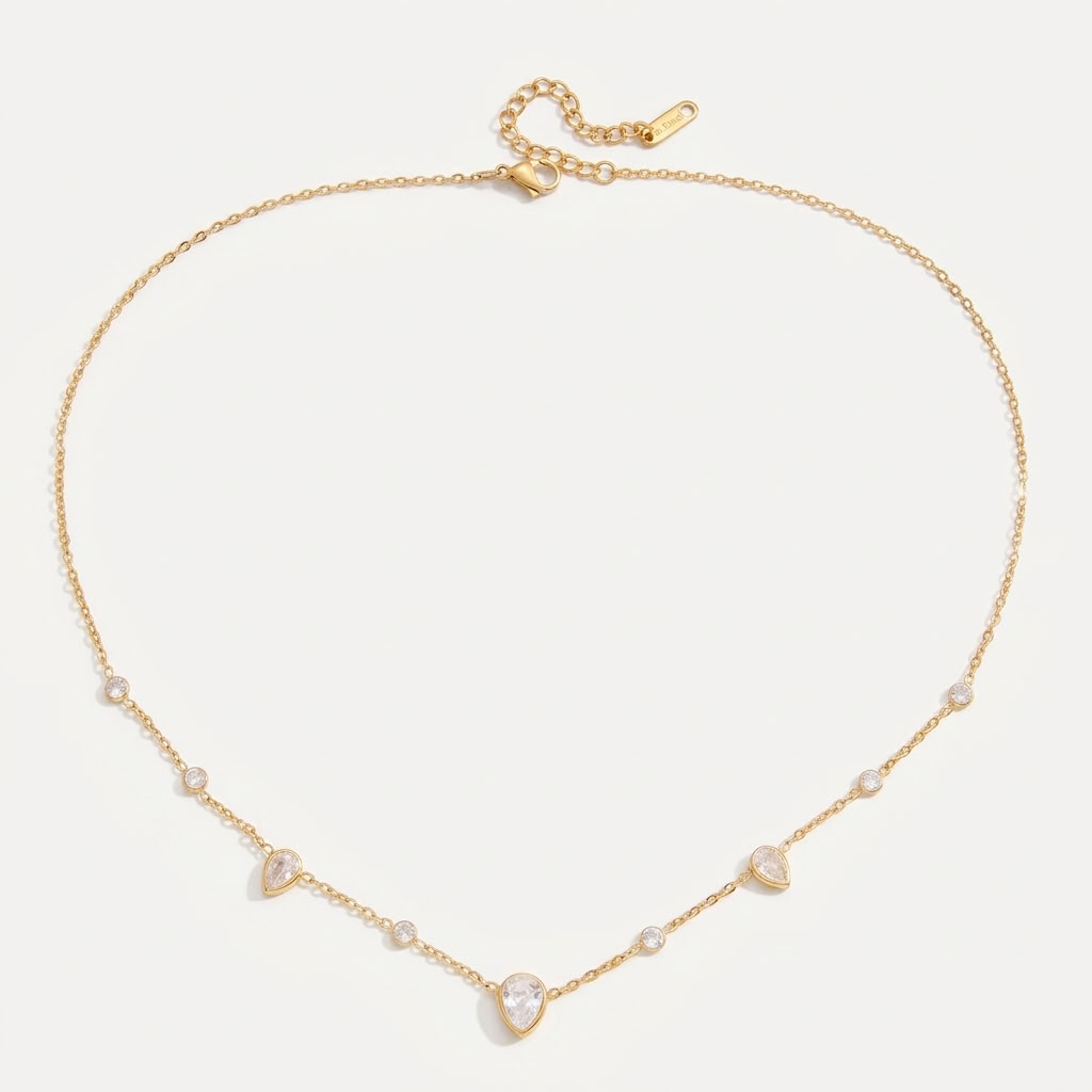 Lucie Pear Station Gold Necklace - Joie d’Or
