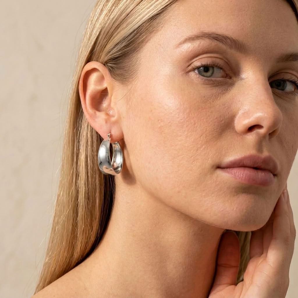 Vivienne Wide Arc Silver Earrings - Joie d’Or