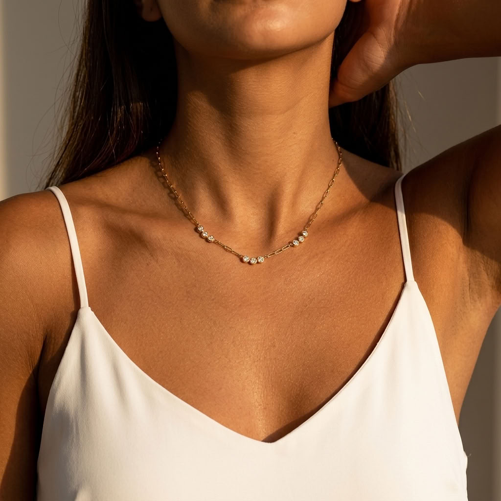 Clara Crystal Trio Gold Necklace - Joie d’Or