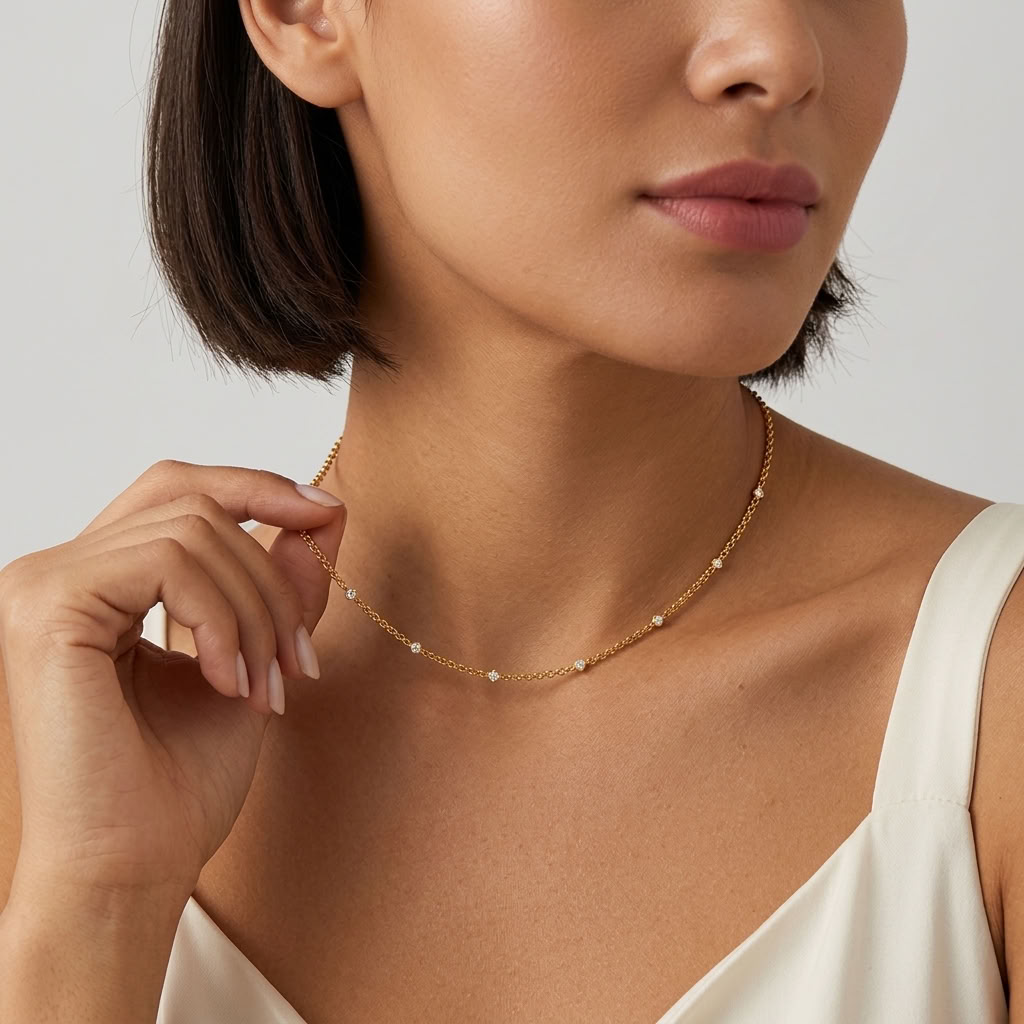 Fiona Crystal Rolo Gold Necklace - Joie d’Or