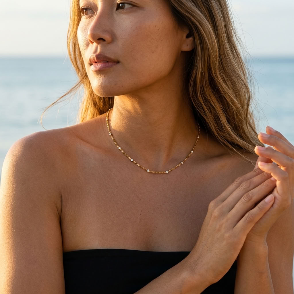 Fiona Crystal Rolo Gold Necklace - Joie d’Or