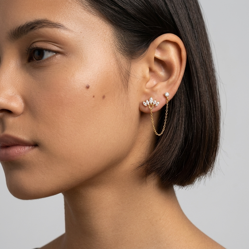Marquise Crown Crystals Gold Earring - Joie d’Or