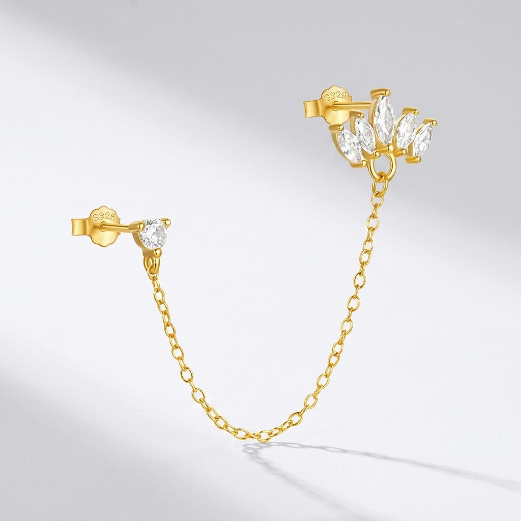 Marquise Crown Crystals Gold Earring - Joie d’Or