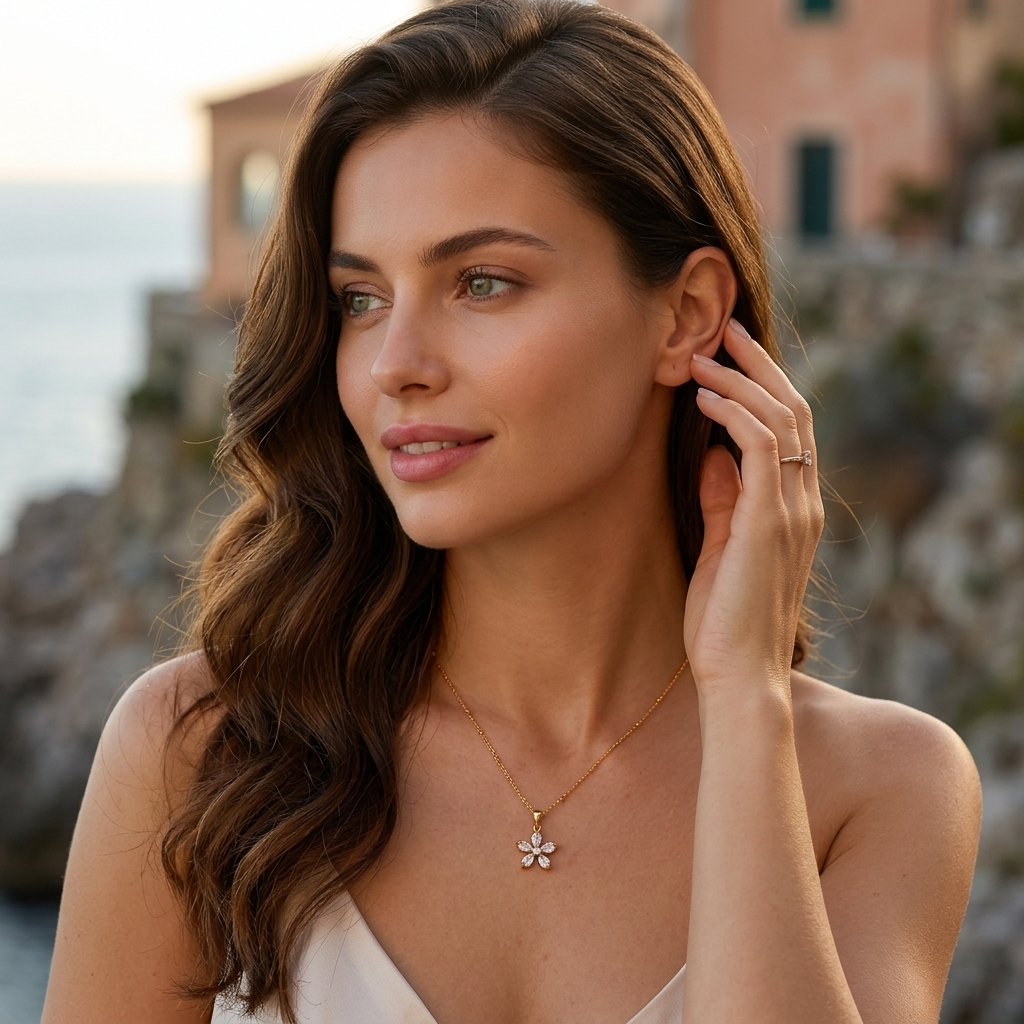 Eléonore Crystal Floral Pendant Necklace - Joie d’Or