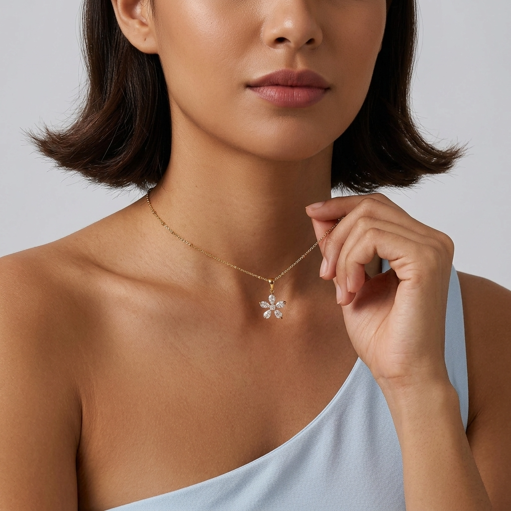 Eléonore Crystal Floral Pendant Necklace - Joie d’Or