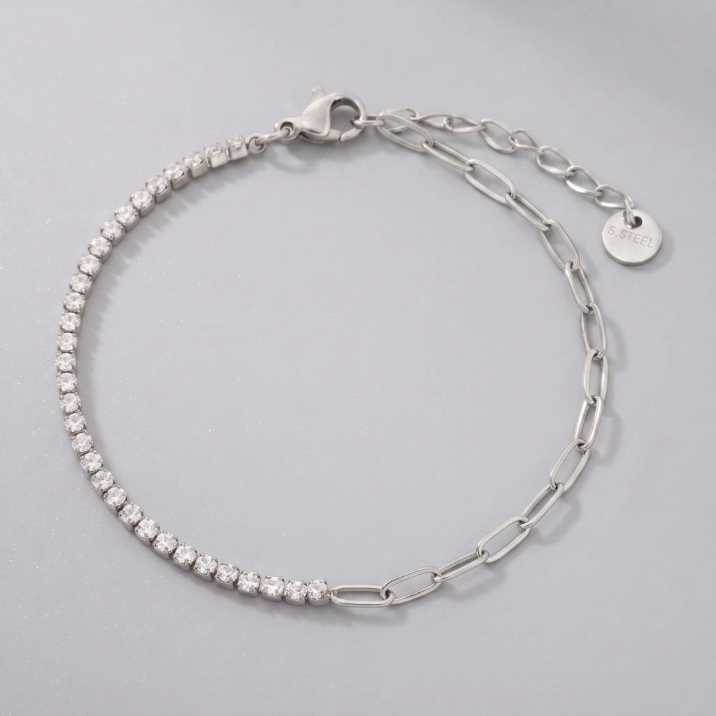 Chiara Tennis & Paperclip Silver Bracelet - Joie d’Or