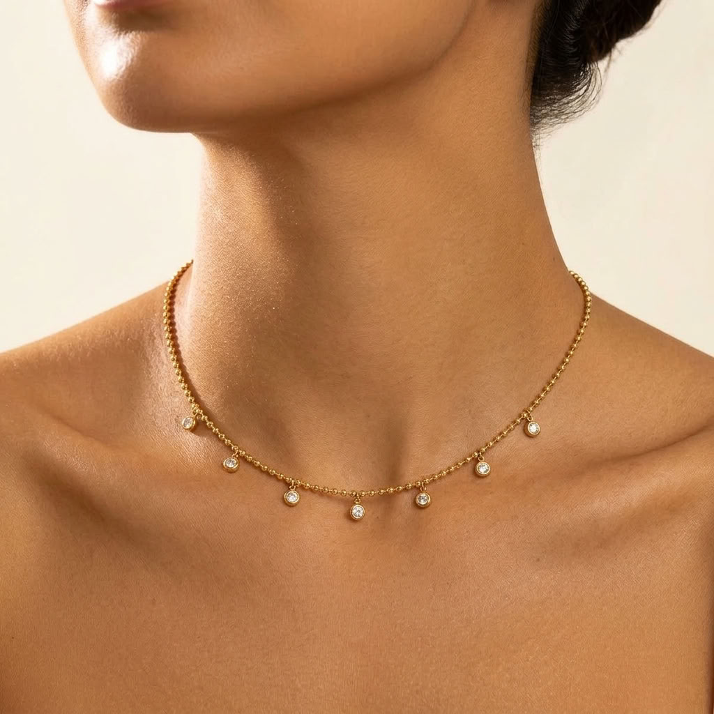 Lora Crystal Drop Gold Necklace - Joie d’Or