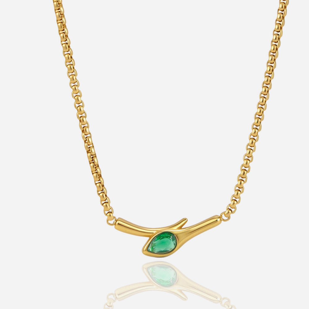 Gemma Green Snake Gold Necklace