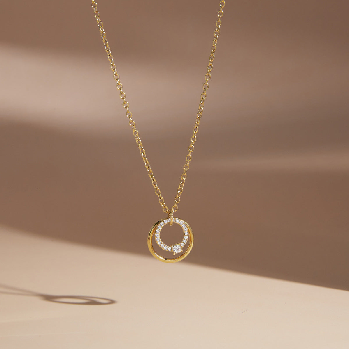 Héloïse Double Circle Gold Necklace