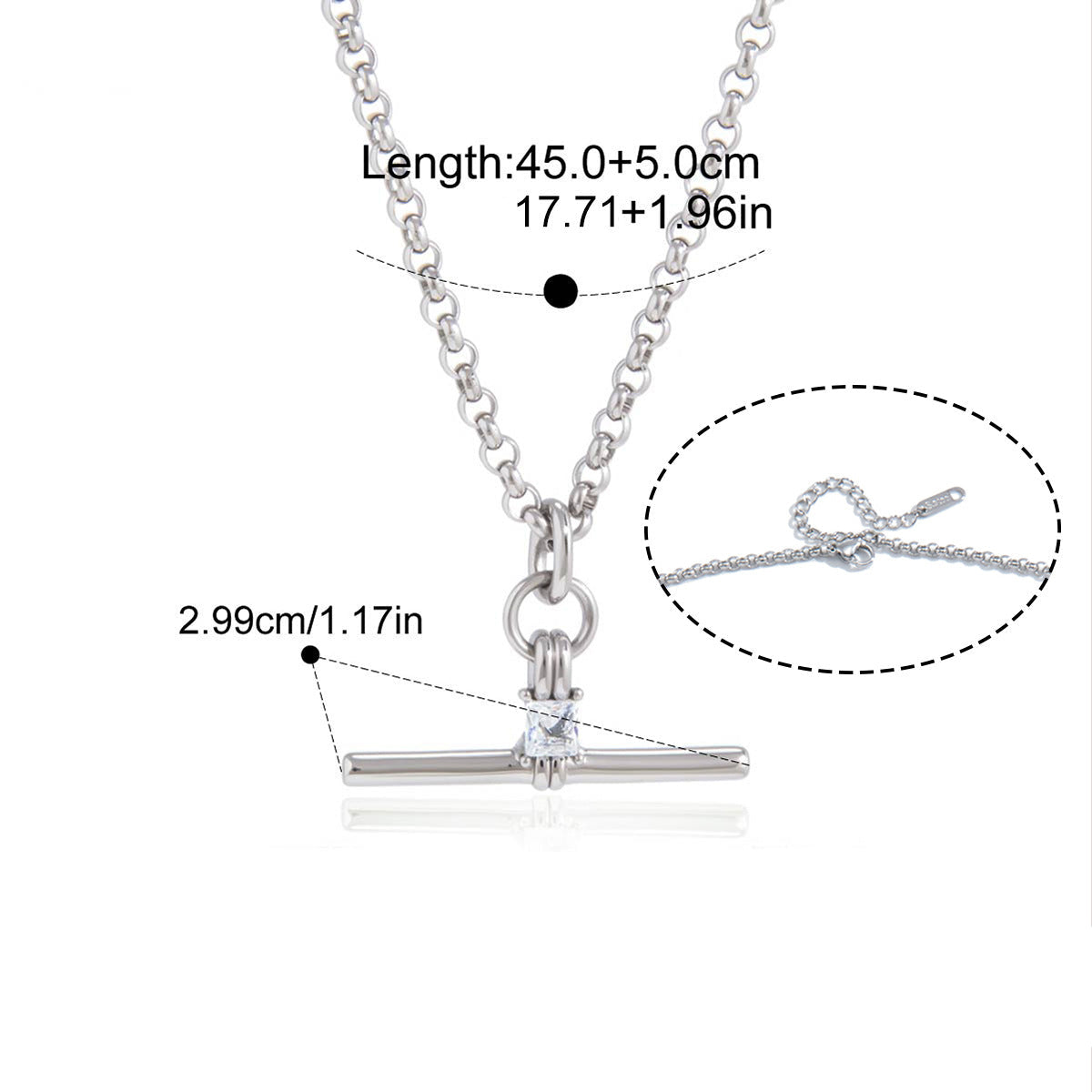 Joséphine T-Bar Crystal Silver Necklace