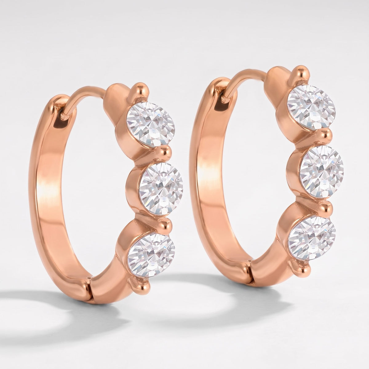 Lucie Three-Stone Huggie Gold Earrings - Joie d’Or