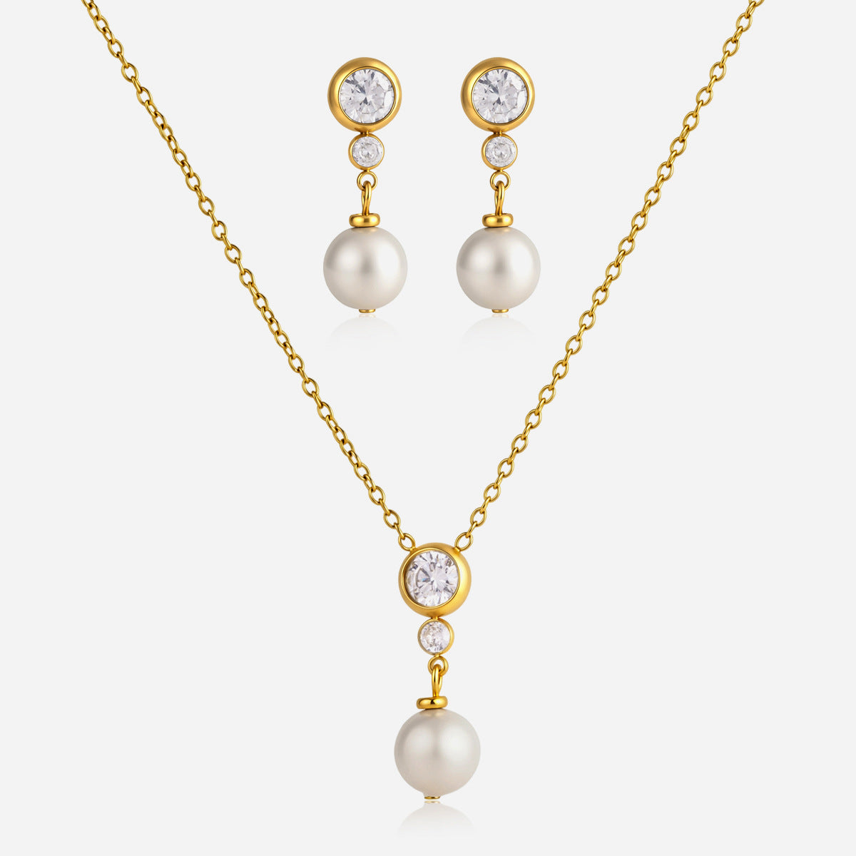 Odette Crystal Pearl Gold Earrings