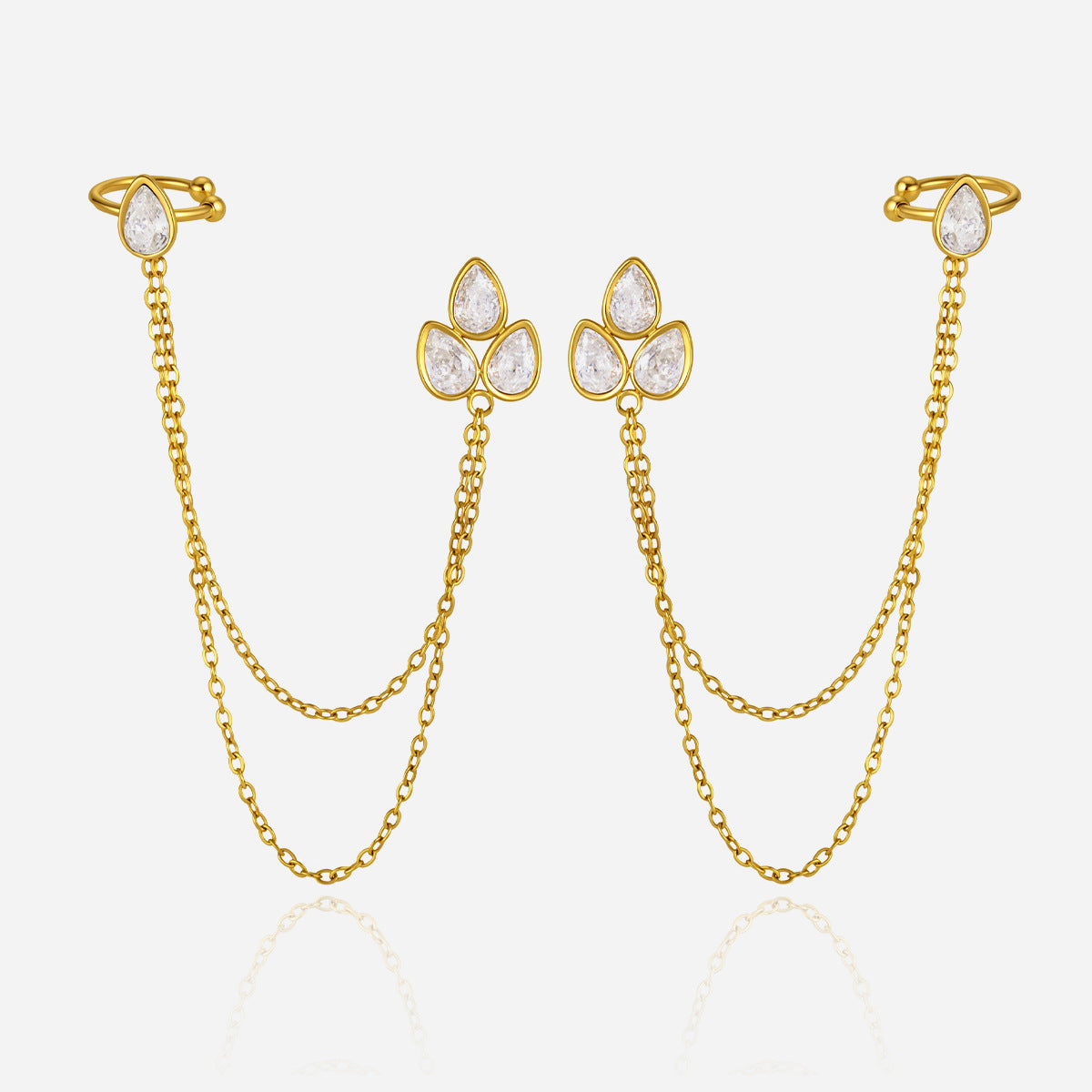 Ophélie Cuff Chain Gold Earrings