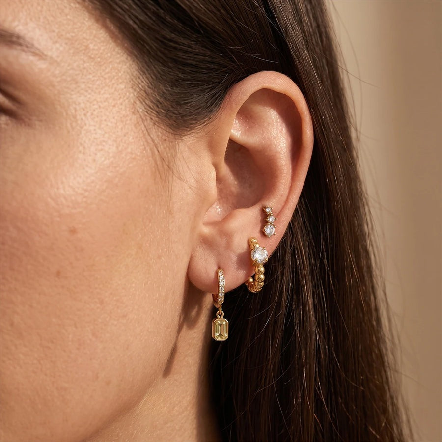 Paola Yellow Octagon Gold Earrings