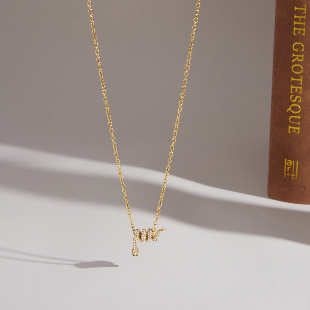 Serena Pavé Snake Gold Necklace