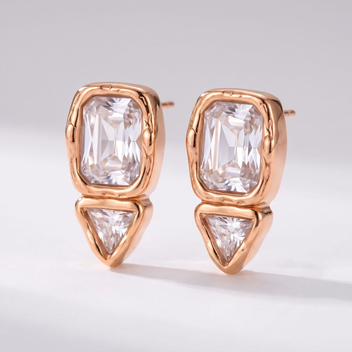 Sidonie Emerald-Cut Crystal Gold Earrings