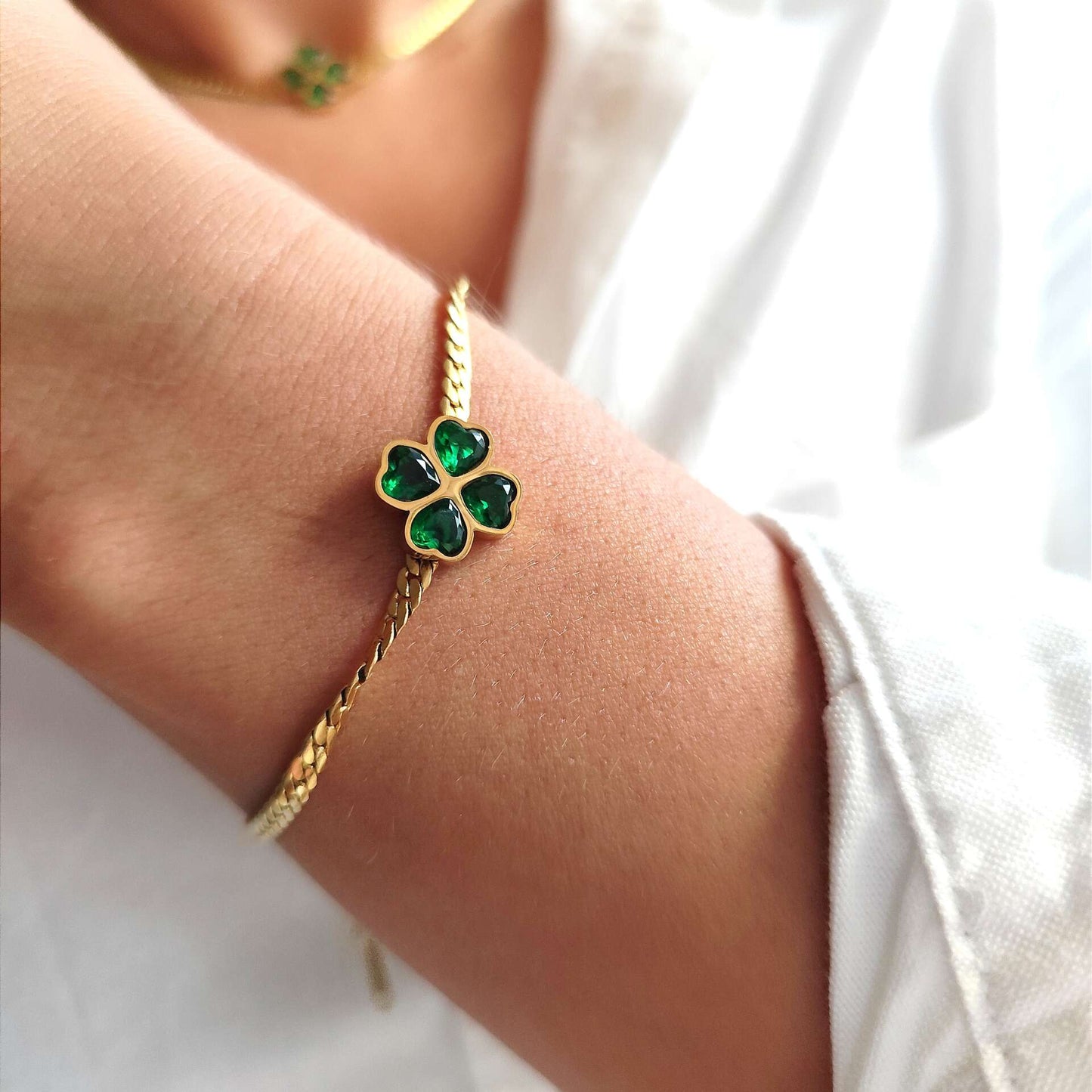 Emerald Clover Bracelet