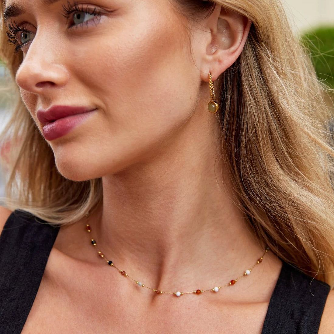 Alla Beaded Stone Necklace