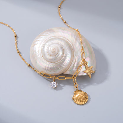 Beatrix Ocean Charm & Crystal Gold Chain - Joie d’Or