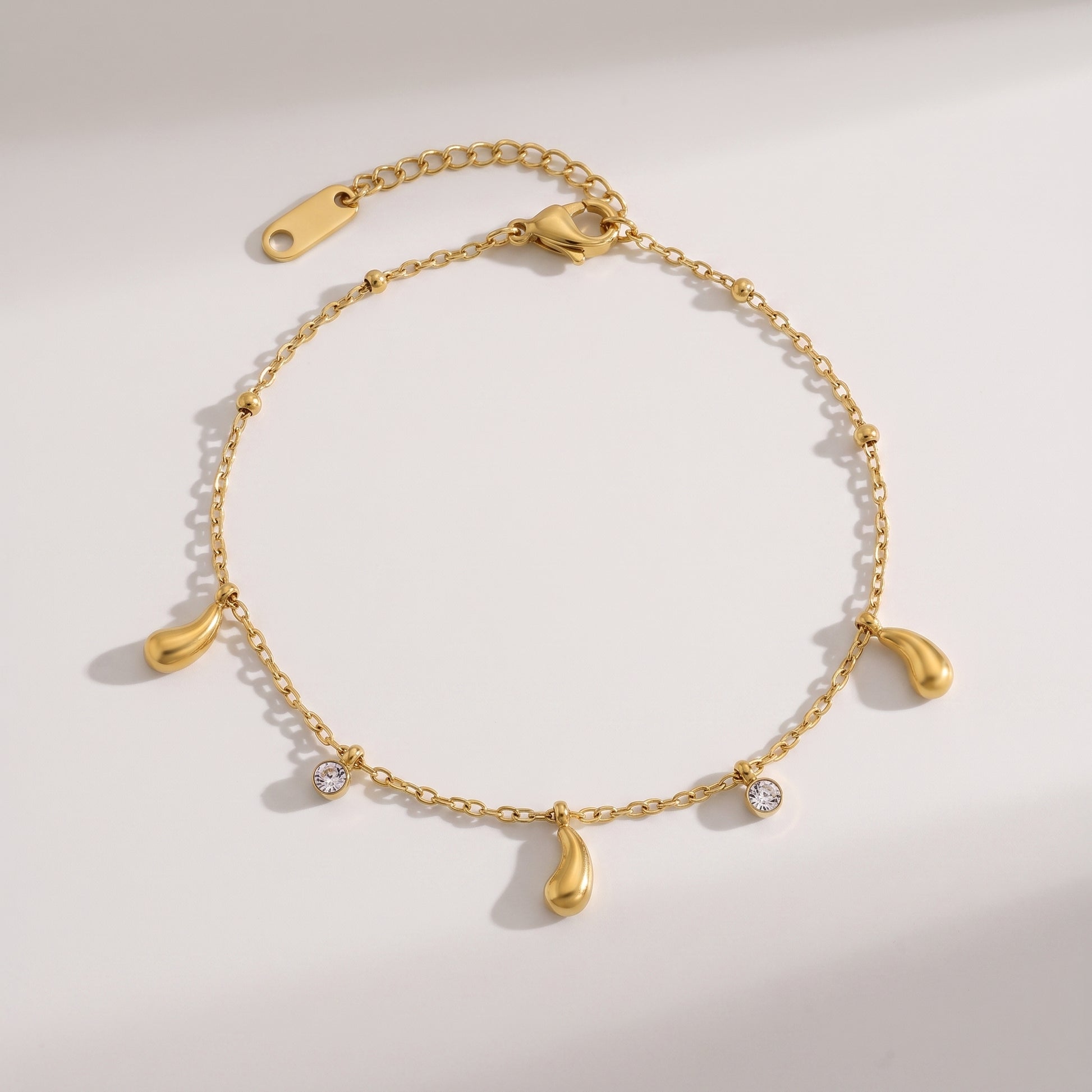 Adèle Teardrop Crystal Charm Gold Bracelet - Joie d’Or