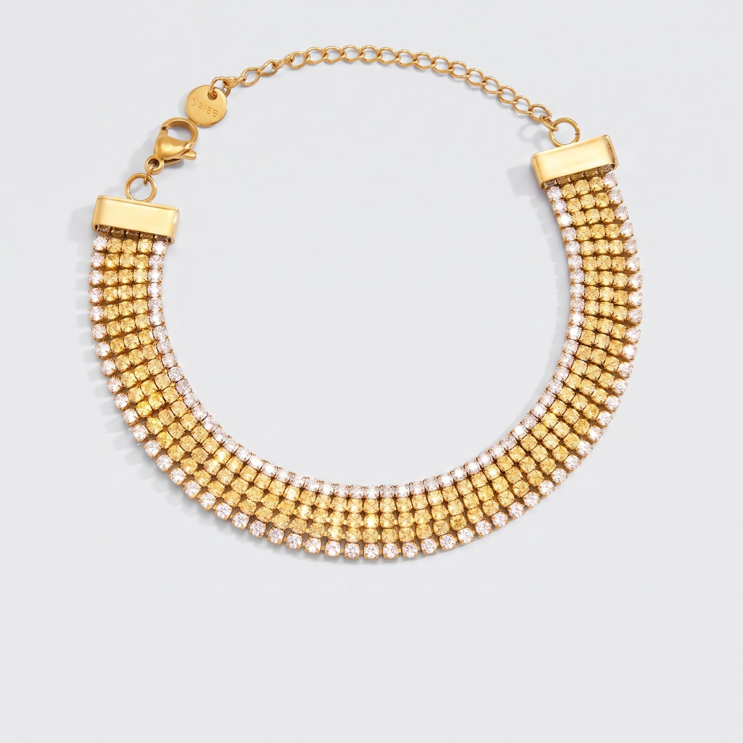 Clarisse Wide Sparkling Zircon Gold Bracelet - Joie d’Or