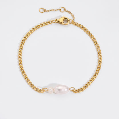 Agathe Freshwater Pearl Gold Chain Bracelet - Joie d’Or