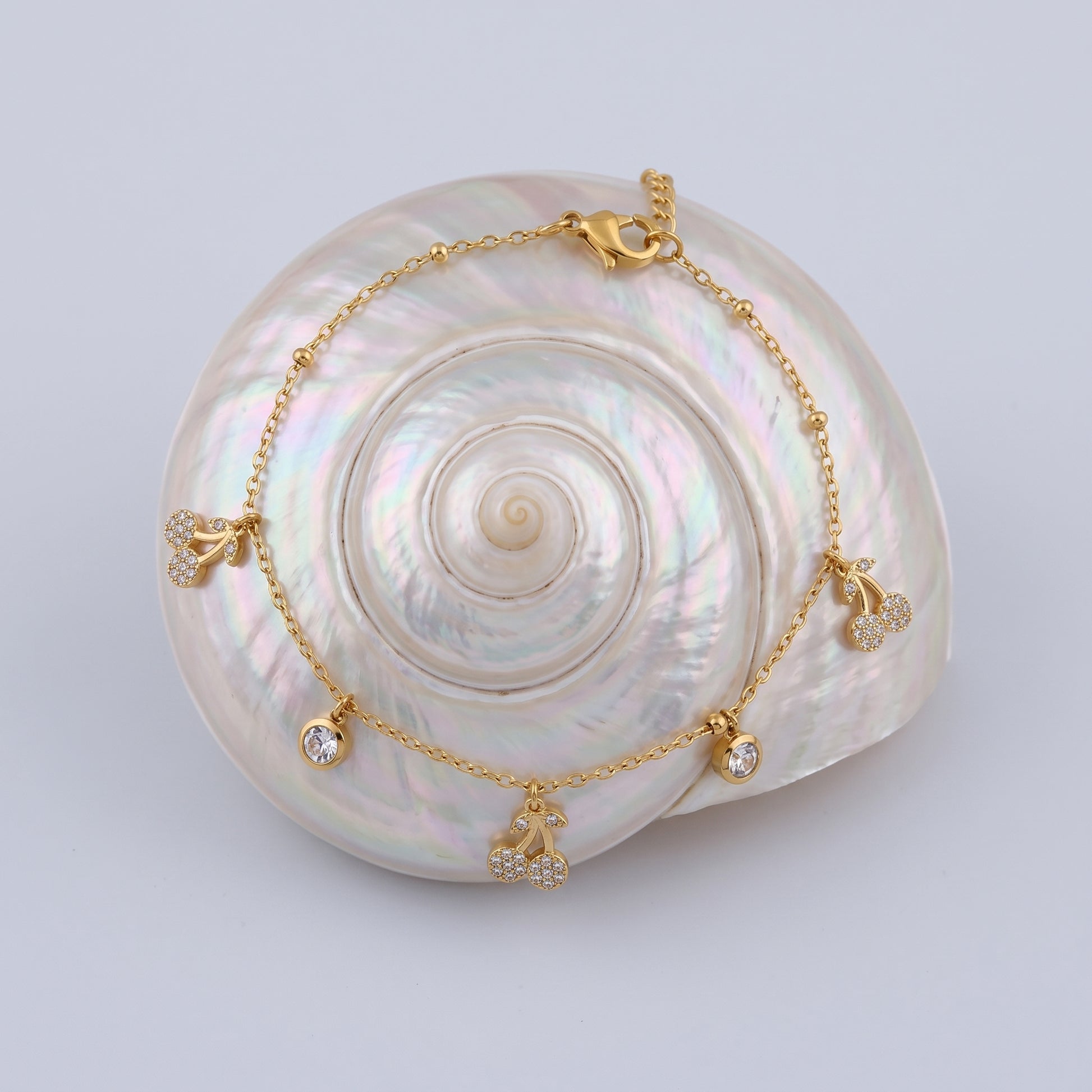 Mélisande Sparkling Crystal Cherry Gold Bracelet - Joie d’Or