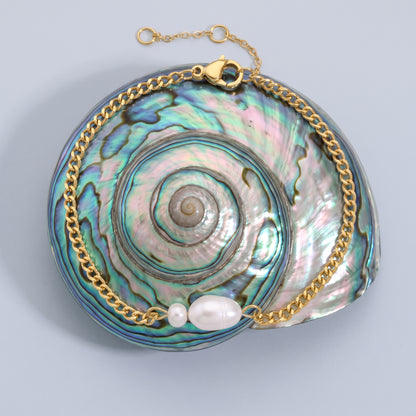 Agathe Freshwater Pearl Gold Chain Bracelet - Joie d’Or