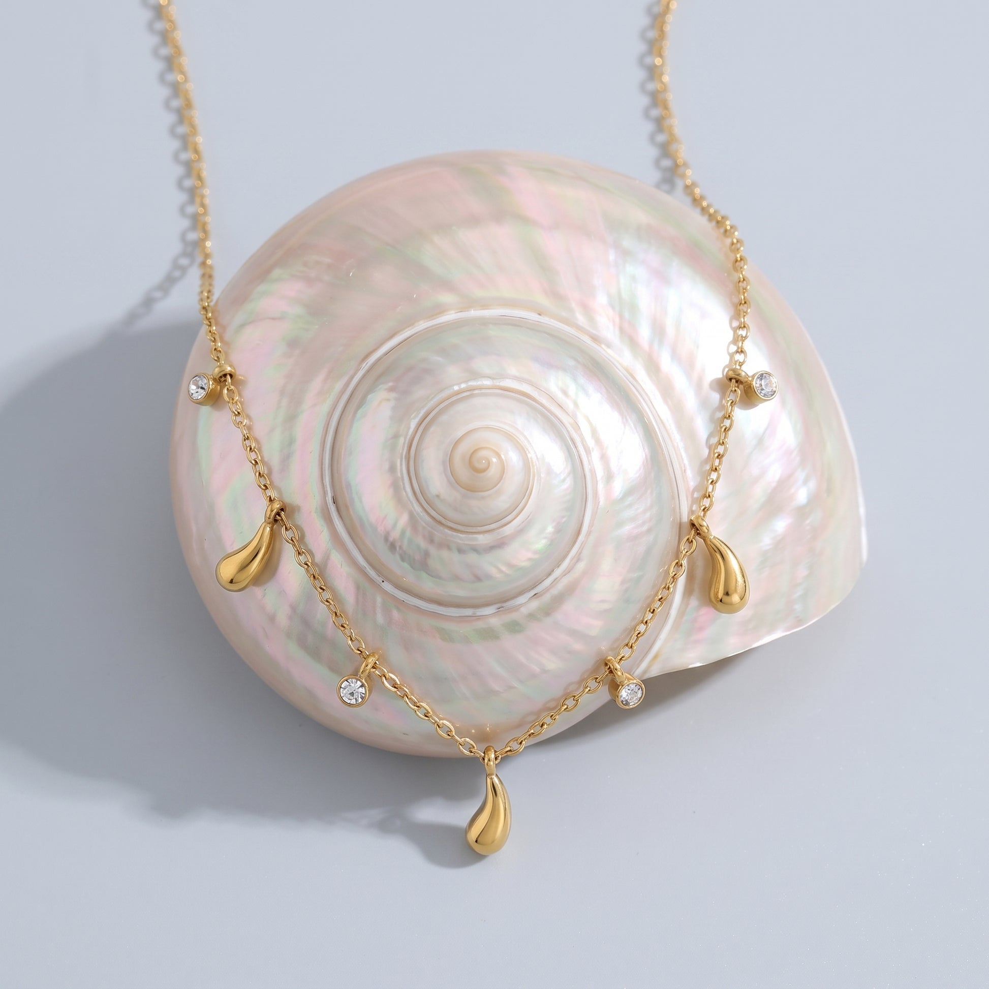 Aveline Teardrop Crystal Charm Gold Necklace - Joie d’Or