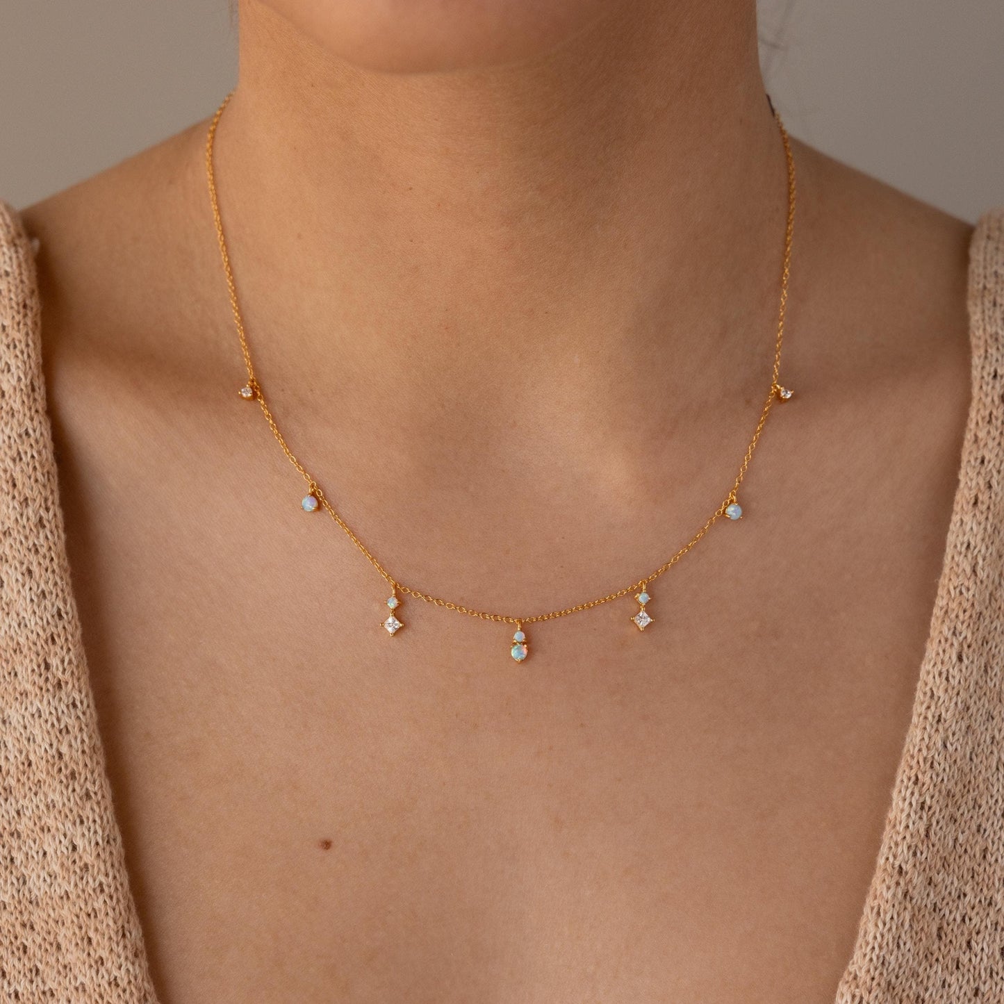 Celeste Opal Drop Necklace