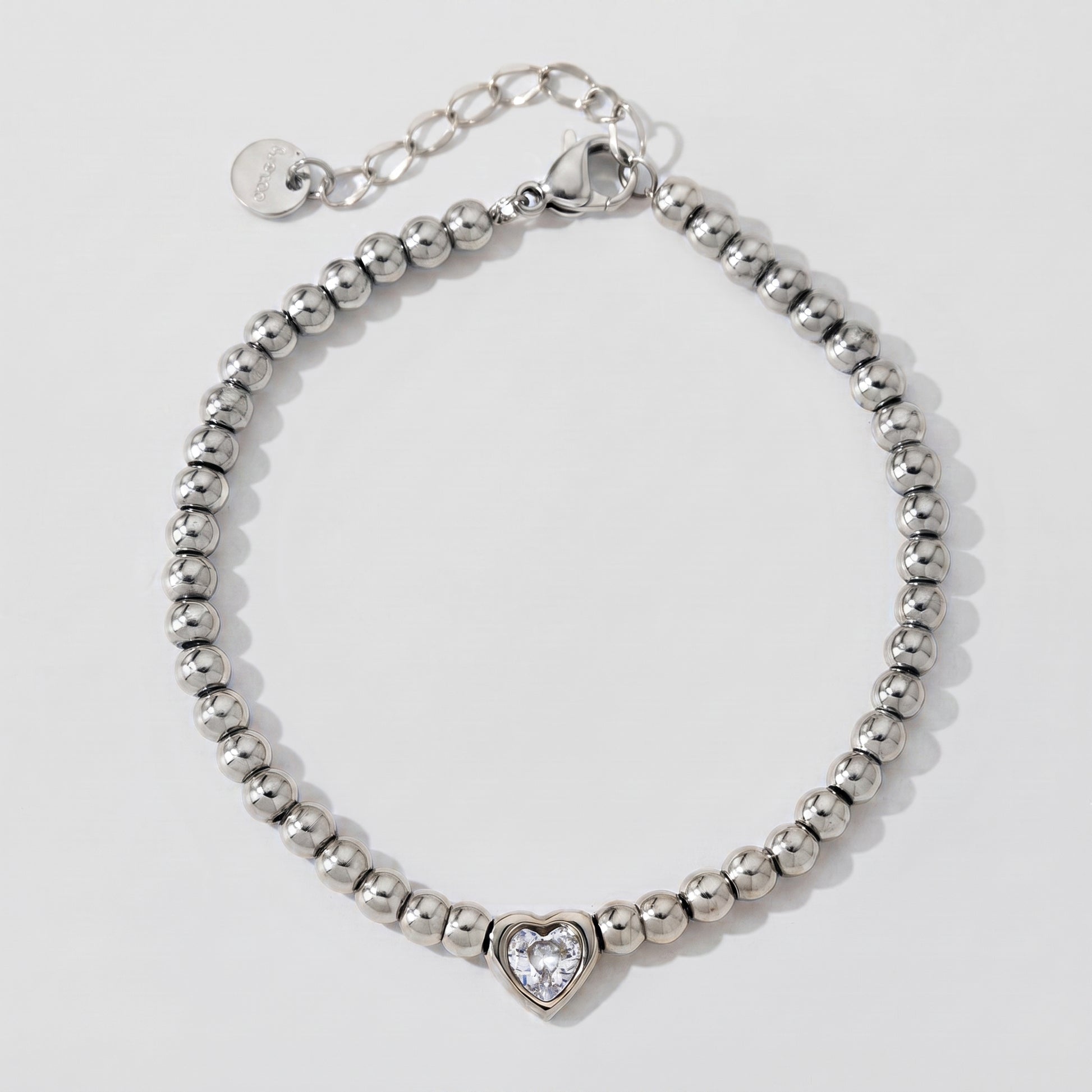 Vittoria Heart Gem Beaded Silver Bracelet - Joie d’Or