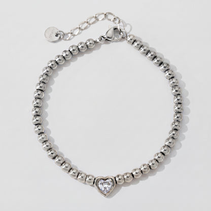 Vittoria Heart Gem Beaded Silver Bracelet - Joie d’Or