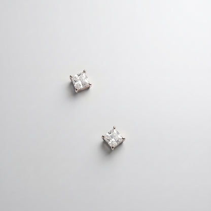 Chloe Dainty Square Zircon White Studs - Joie d’Or