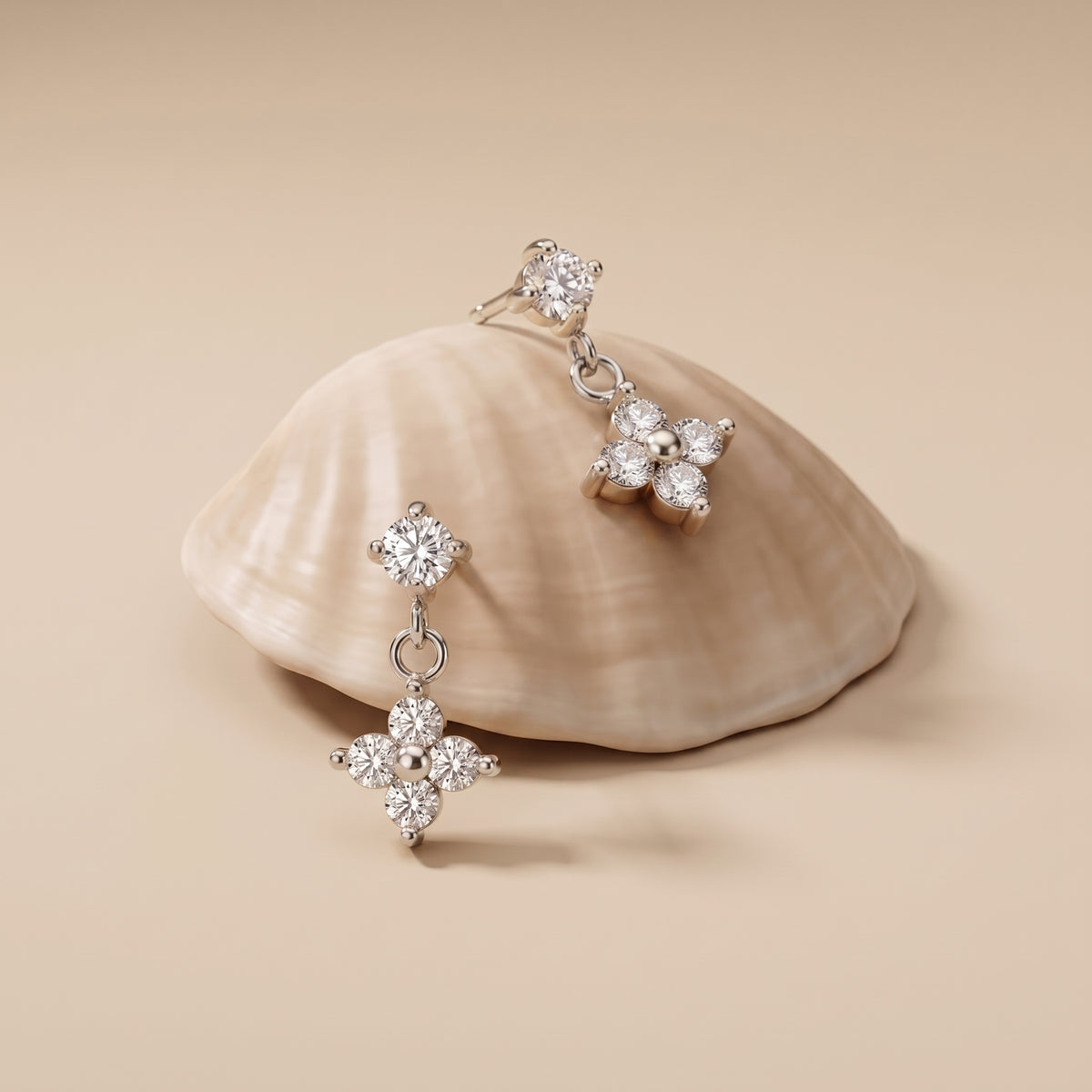 Astrid Four-Petal Crystal Drop Silver Earrings - Joie d’Or