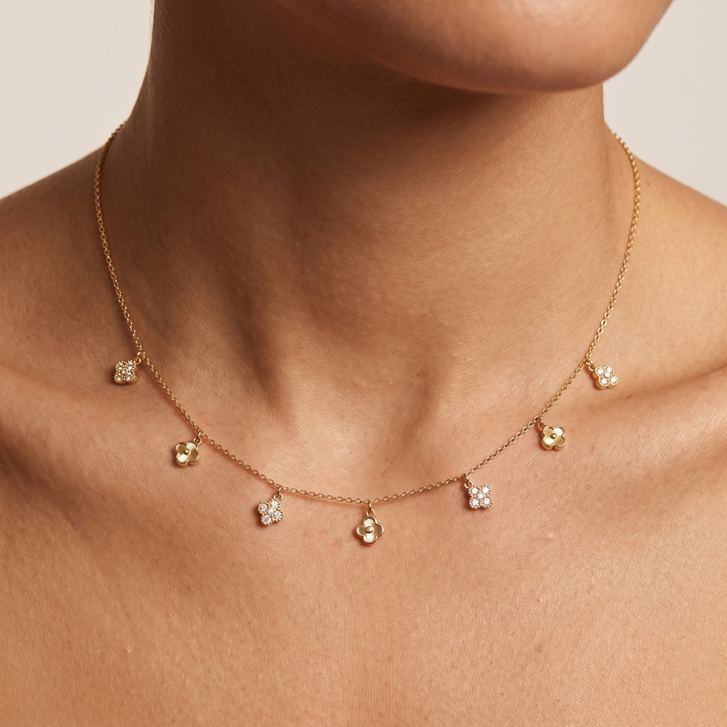 Amelia Crystal Flower Gold Necklace - Joie d’Or