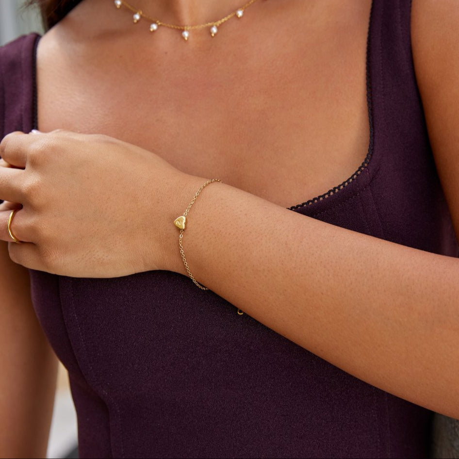 Heart Initial Gold Bracelet