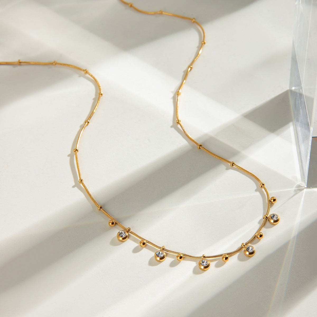 Anouk Crystal Droplet Chain Gold Necklace