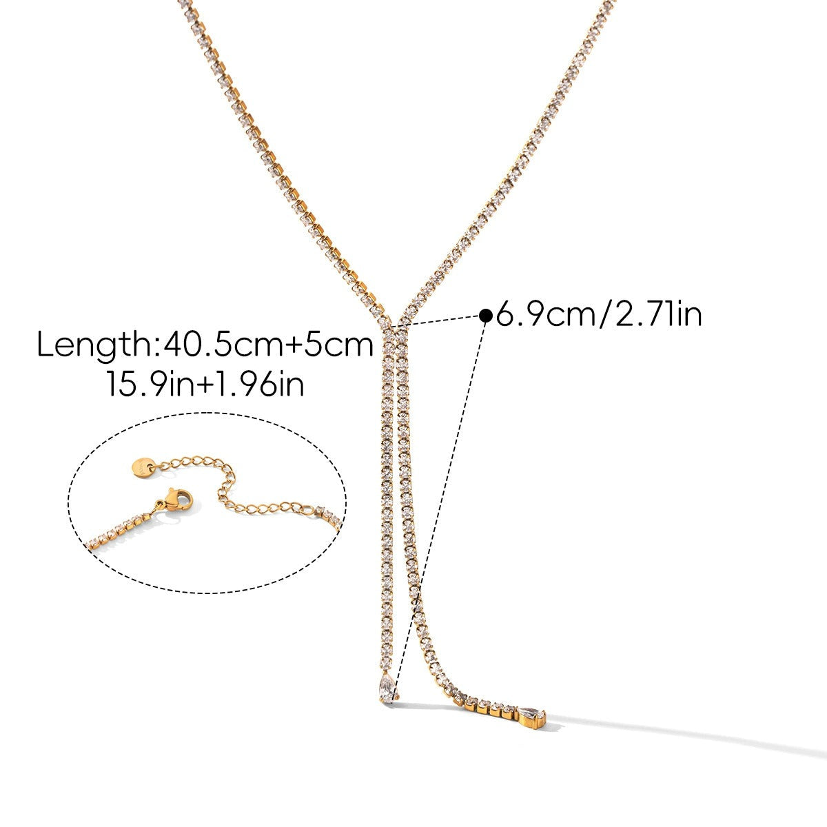 Lavinia Pear Tennis Gold Necklace