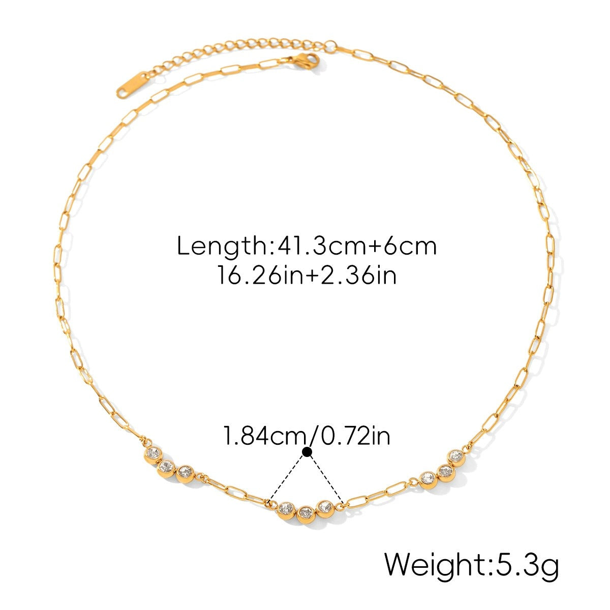 Lucienne Paperclip Crystal Gold Necklace