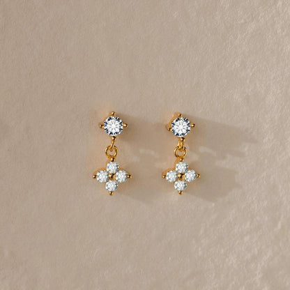 Astrid Clover Crystal Drop Gold Earrings - Joie d’Or