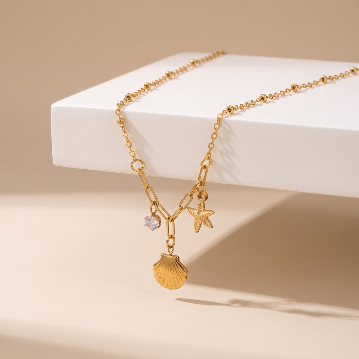 Beatrix Ocean Charm & Crystal Gold Chain - Joie d’Or