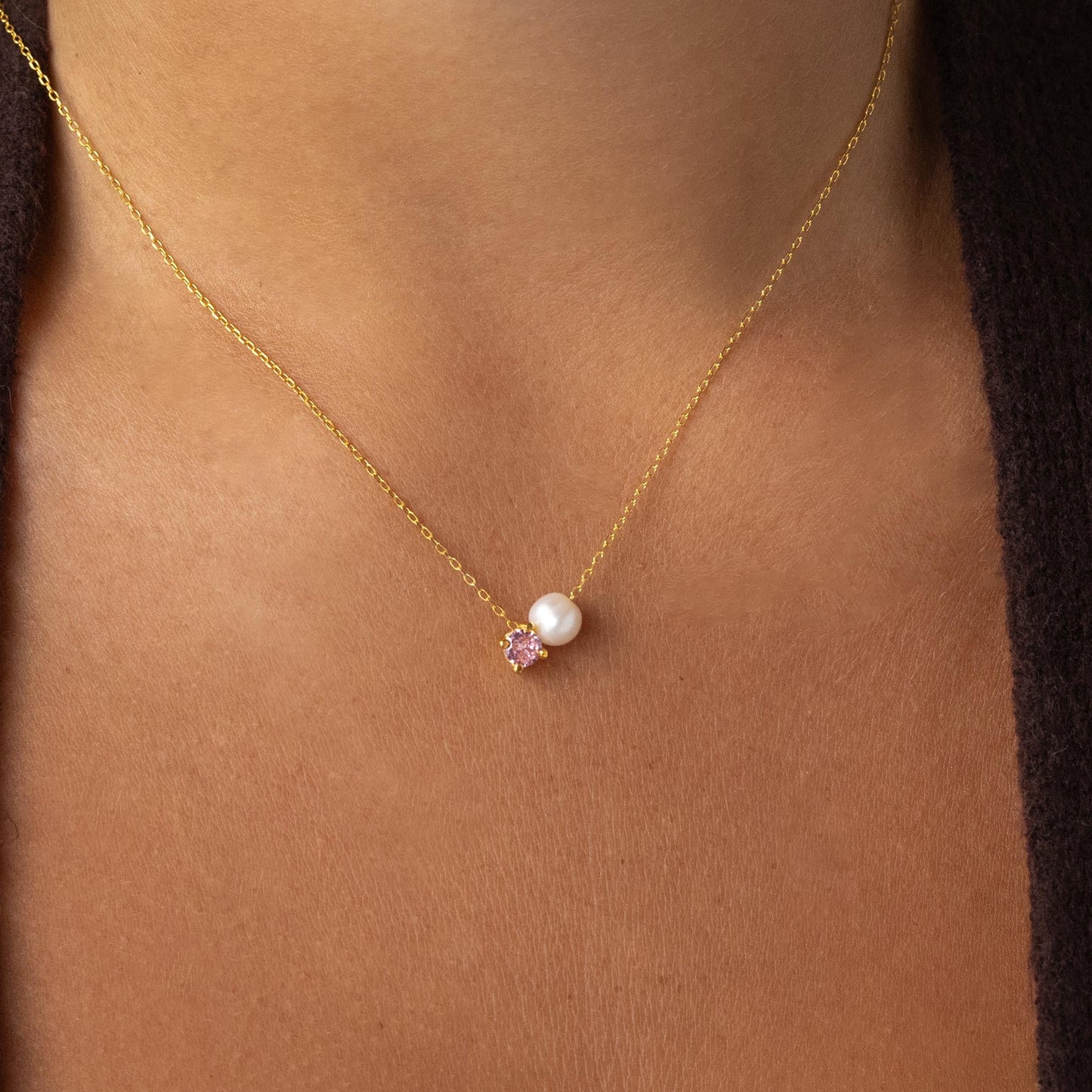 Lola Pearl & Birthstone Necklace